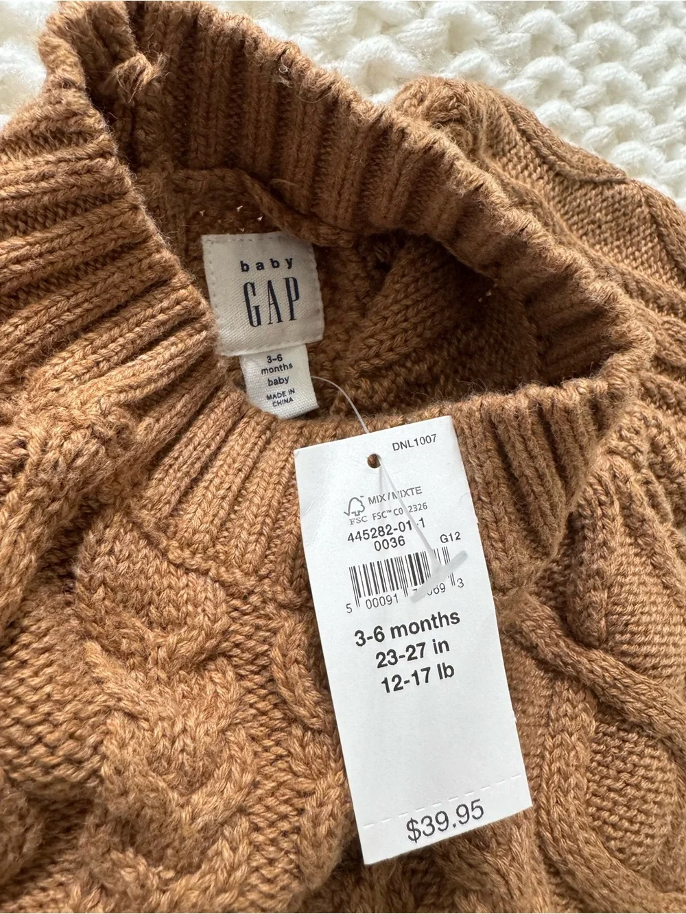 Baby GAP Brown Cable Knit Sweater Dress